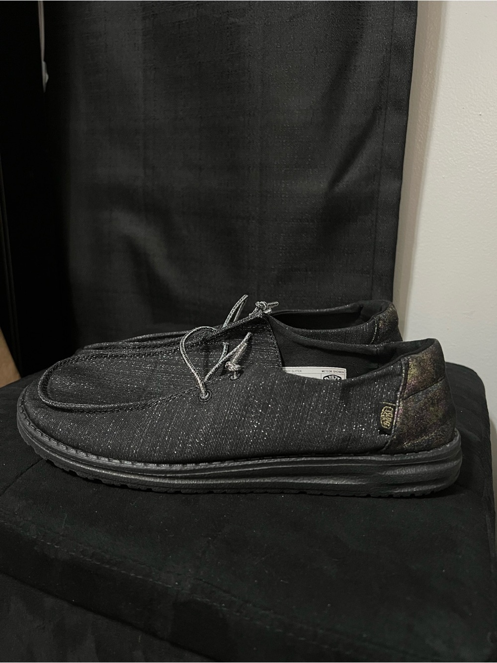 Black Casual Lace-Up Womens Hey Dude Shoes